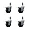 Service Caster 3.5'' Hard Rubber Swivel 7/8'' Expanding Stem Caster Set with Brake, 4PK SCC-EX20S3514-HRS-PLB-78-4 - alternate 1
